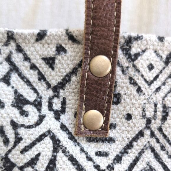 Myra Bag Upcycled Cotton & Cowhide Large Tote - Picture 11 of 12